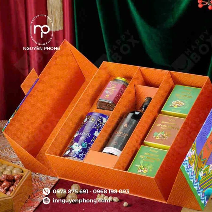 Hộp quà tết được gia công chỉn chu và in ấn đẹp mắt